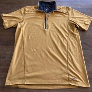 REI 1/4 Zip Men’s Large Outdoors Hiking Camping Vented Shirt Short Sleeve Yellow